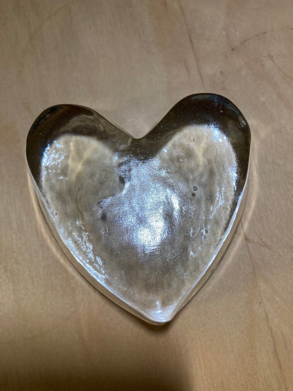 VTG Clear Glass Heart Paperweight
